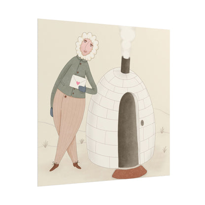 Arctic bachelor — Cozy Holiday Family Illustration (Rolled)