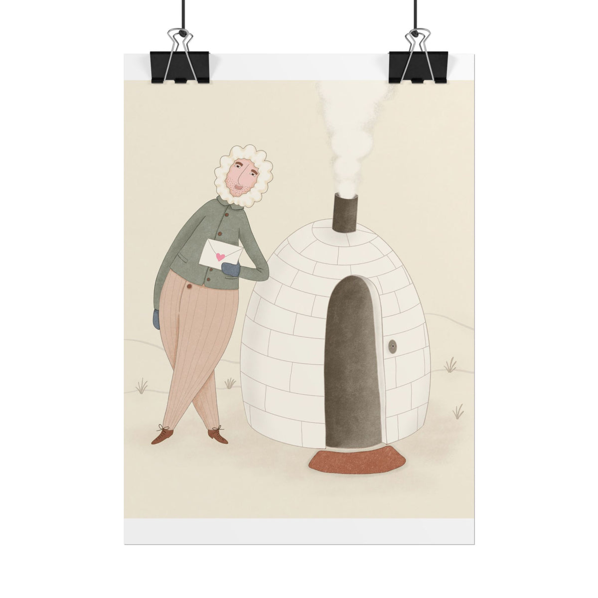 Arctic bachelor — Cozy Holiday Family Illustration (Rolled)