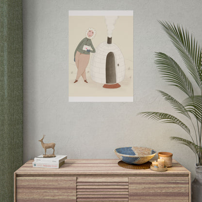 Arctic bachelor — Cozy Holiday Family Illustration (Rolled)