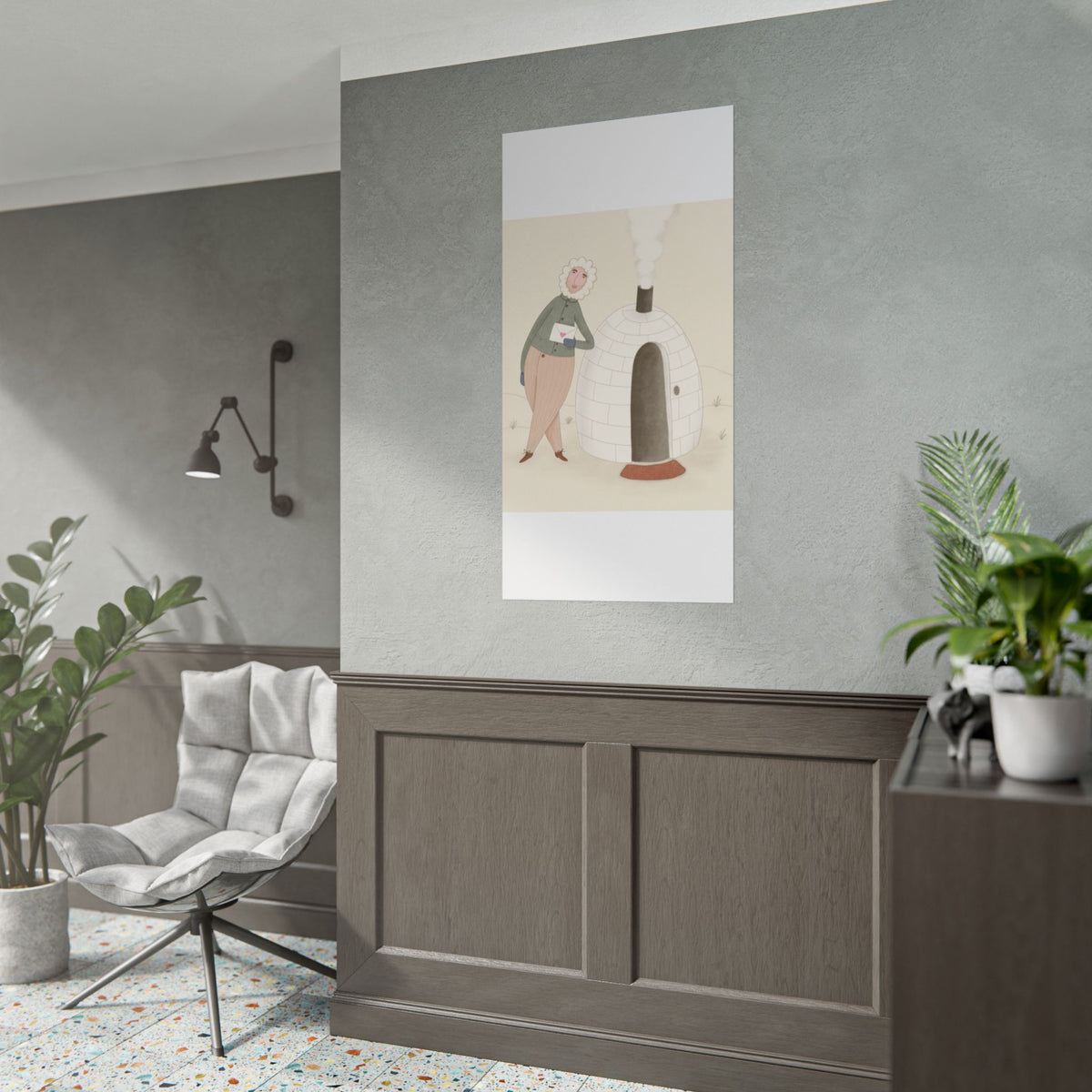 Arctic bachelor — Cozy Holiday Family Illustration (Rolled)
