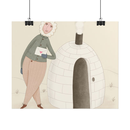 Arctic bachelor — Cozy Holiday Family Illustration (Rolled)