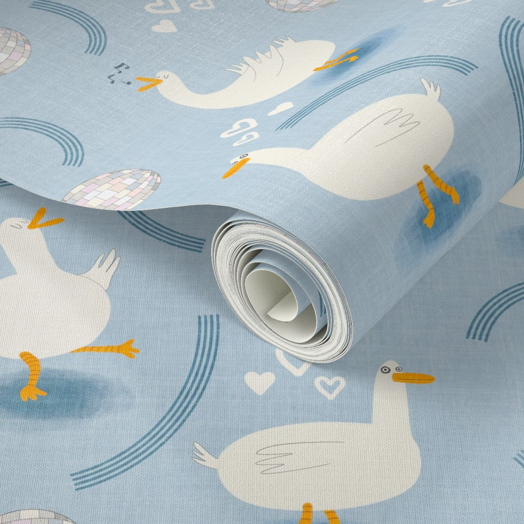 Disco duck nursery wallpaper