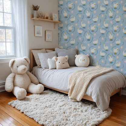 Disco duck nursery wallpaper
