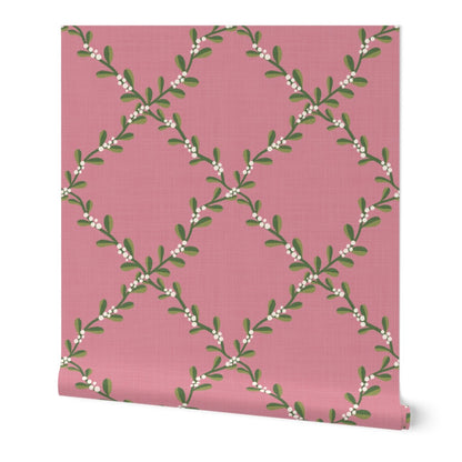 Mistletoe Lattice on blush pink