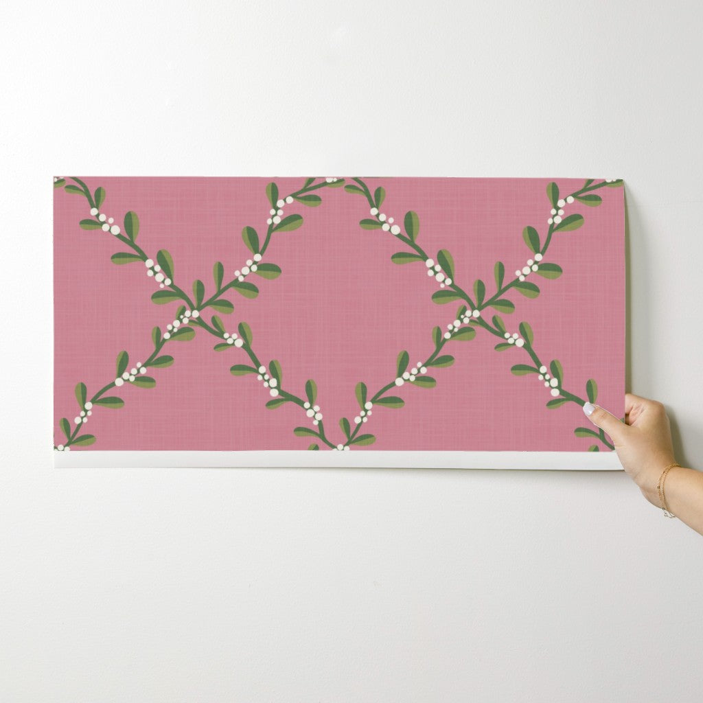 Mistletoe Lattice on blush pink